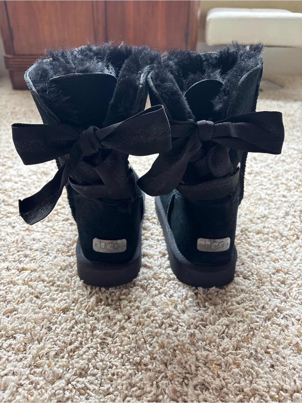 UGG Bailey Bow II Black Custom Sparkle Bow Sz US 10 EU 41 EUC